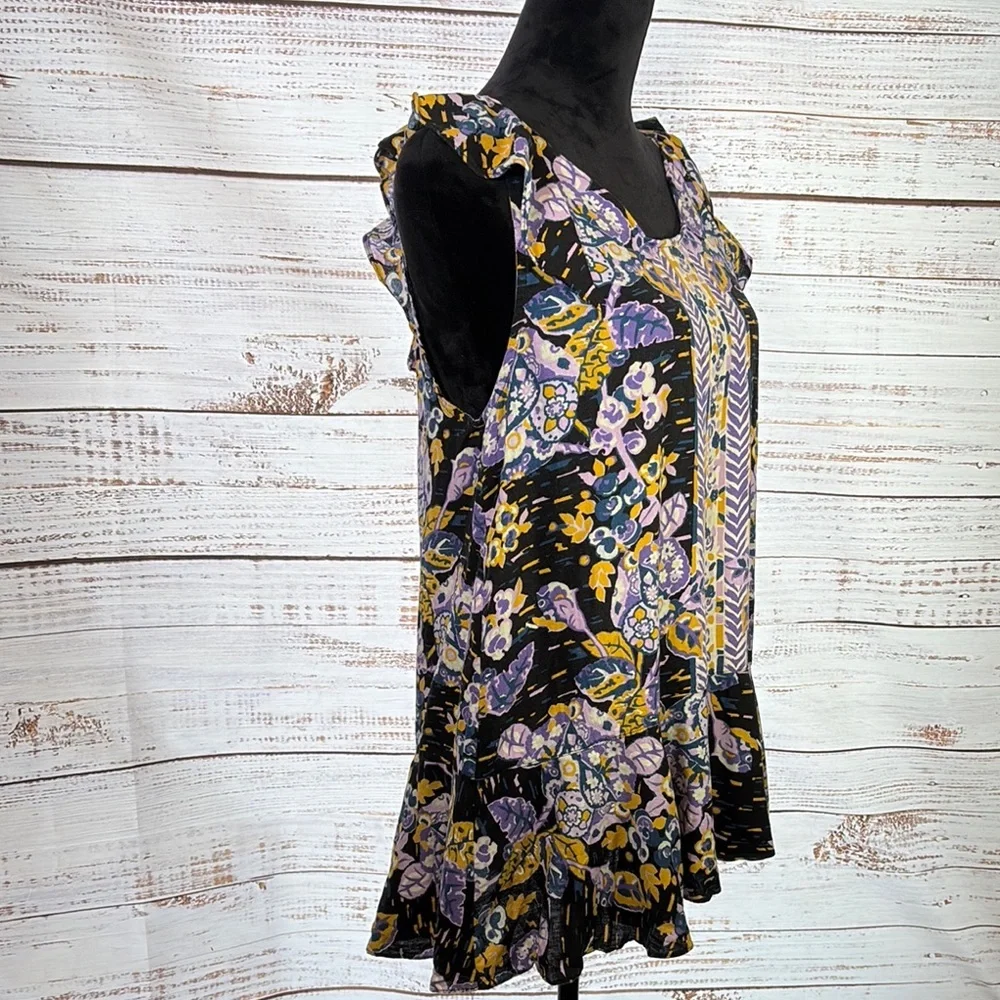 Free People Black and Purple‎ Floral Dress/ shirt
